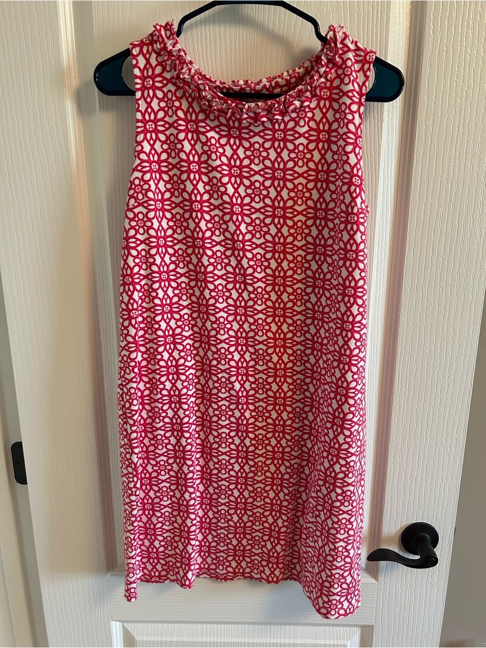 Talbots Pink and White Sleeveless Patterned Shift Dress